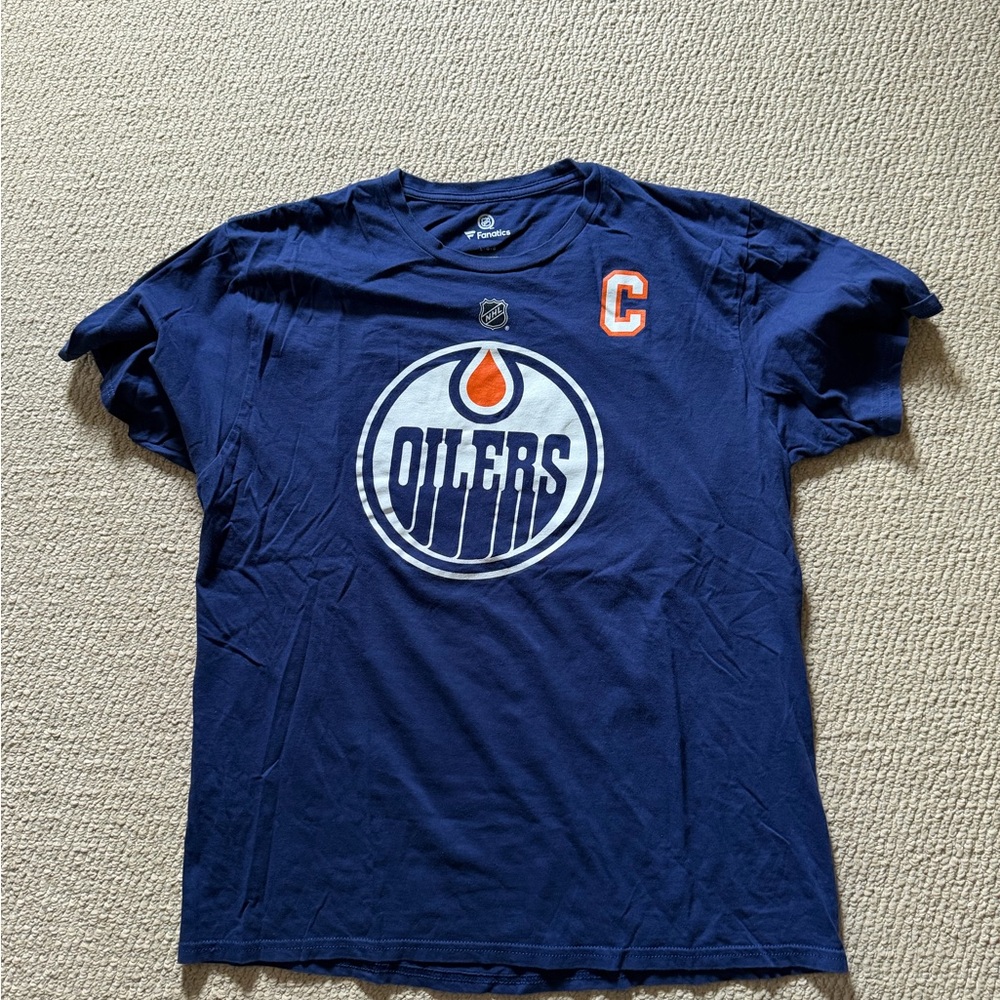 Fanatics Edmonton Oilers Connor McDavid Navy Blue Oilers T-Shirt